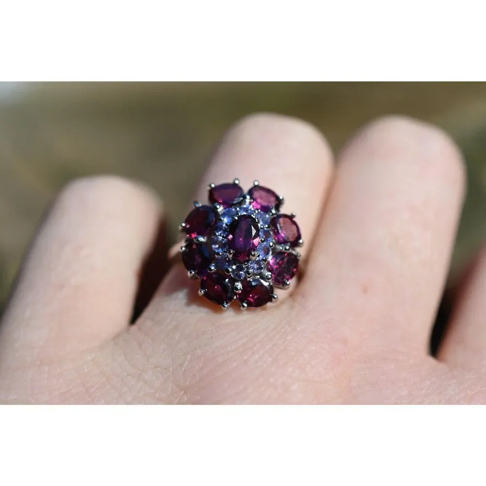 Garnet and Tanzanite engagement ring size 8